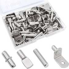 104Pcs Shelf Pins Kit,4 Styles Nickel Plated Shelf Support Pegs,Bookshelf Pegs f