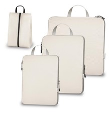 Compression Packing Cubes for Travel, Set of 4 Expandable Luggage Organizers ...