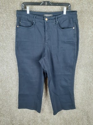 Judy Blue Wide Leg High Waisted Crop Jean Women's 16W Dark Blue Slimming Stretch