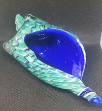 Vintage Handblown Art Glass Conch Sea Shell Figurine Paperweight 7 1/4" Length