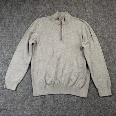 Barbour 1/4 Zip Sweater Mens Size Large (fits Medium) Gray Cotton Long Sleeve