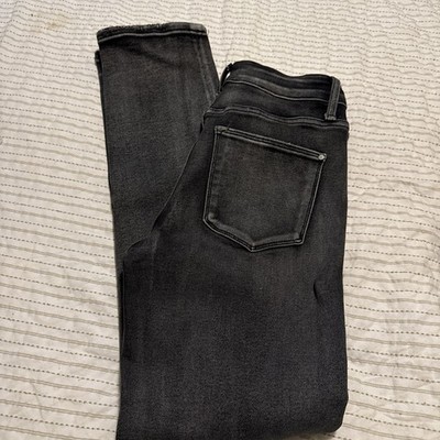 Woman s Black Petra 153 Stretchy Jeans Distressed Stressed Straight Size 5 Long