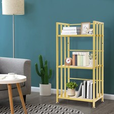 Gold 3-Tier Open Shelf Bookcase, Stylish Display Rack for Home Decor