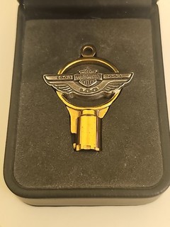 VTG Harley Davidson 100th Anniversary Solid Brass & Sterling Silver Golden Key