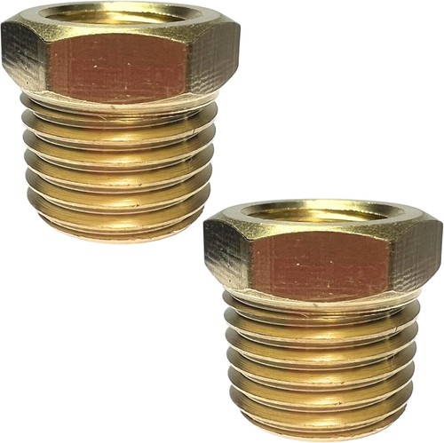 2pcs Brass Reducer Bushing 1/4" NPT Male x 1/8" NPT Female Hex Threaded Adapter
