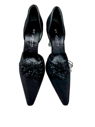 Designer St John schwarze Stoff Spitzen Heels - Bild 5 von 11