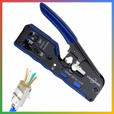 Ethernet Crimper Pass Through Tool RJ45 Stripper Cutter CAT7 CAT6 CAT5 Set 700