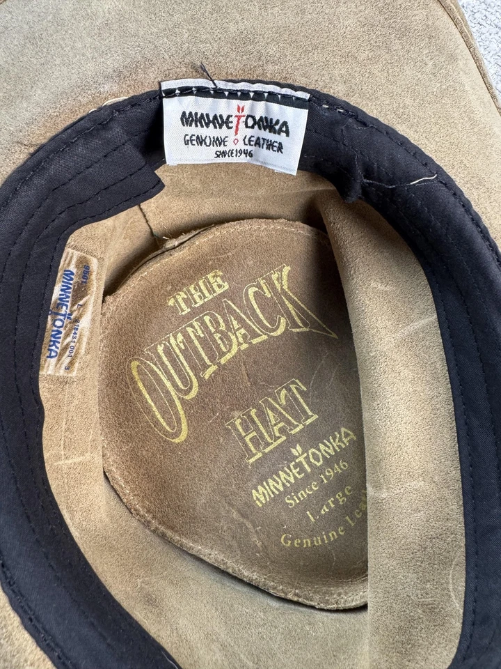 Minnetonka 帽子牛仔修身男式大号棕色真皮内陆西部 — 第 4/4 张图片