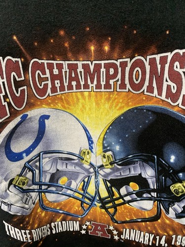 90s Salem NFL AFC Championship Colts VS Steelers Graphic Crewneck Sweatshirt XL - Picture 5 of 12