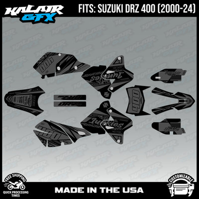 Graphics kit for Suzuki DRZ400 SM, S and E (2000-2024) Rugged Series - Smoke