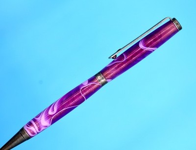 Antique Silver Finish Pen   Legendary Executive Writing Instrument Violet Swirls