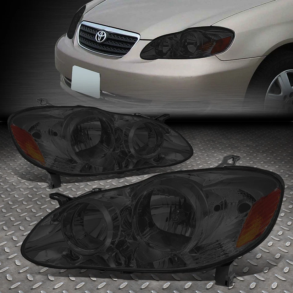 SMOKED HOUSING HEADLIGHT+AMBER SIDE LIGHT+CLEAR FOG LAMP FOR 03-08 COROLLA E120 - Изображение 3 из 4