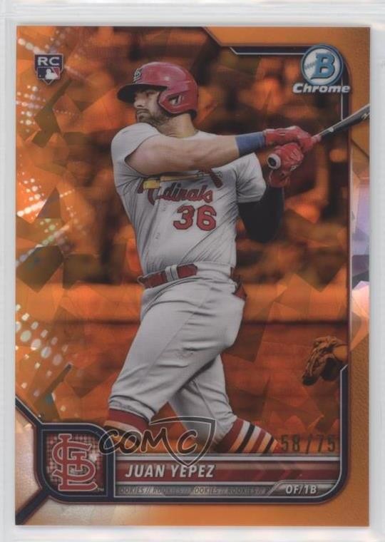 2022 Bowman Chrome Sapphire Edition Orange 58/75 Juan Yepez #26 Rookie RC 0xa