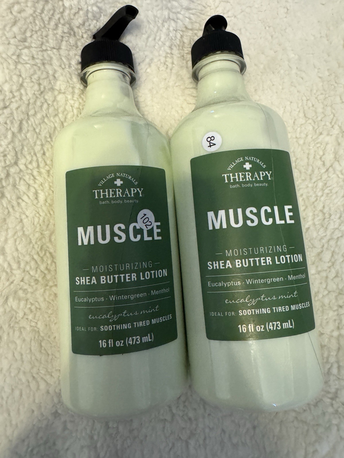 2pk Village Natural Therapy MUSCLE Moisturizing Shea Butter Lotion 16 oz ea