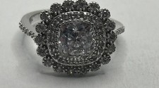 Vintage Sterling Silver Sparkling Cubic zirconia Engagement Ring size 6.75 925