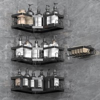 Duschablage Ohne Bohren Schwarz 4 Pcs Kohlenstoffstahl RostbestäNdig Badregal