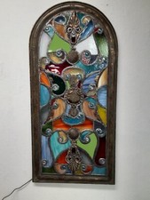 Arch Shaped Stained Glass Wall Art with LED Lighting