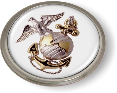 Officially Licensed - Marine Corps Emblem Car Sticker Badge Chrome ROUND Bezel - Picture 12 of 17