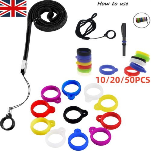 10-50X Universal Necklace Lanyards Ring Portable Cigarette Silicone Soft Ring UK - 第 1/20 張圖片