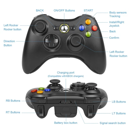 Wireless Controller For Microsoft Xbox 360/ 360Slim/ 360E for Windows 11/10/8/7 - Picture 9 of 36