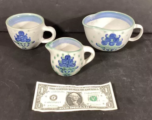 3 Pc. Vintage M. A. Hadley  ‘Blueberry Bouquet’ Creamer/Coffee Cup/Sauce Cup
