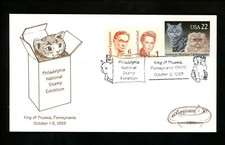 Historia postal de Estados Unidos animales gato gatito felino ilustrado 1993 rey de Prusia Pensilvania