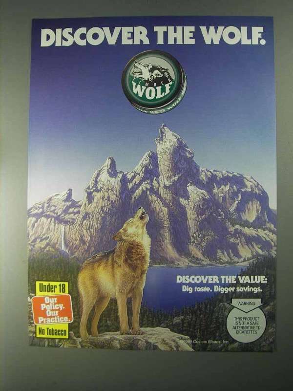 timber wolf tobacco 1998 Timber Wolf Tobacco Ad