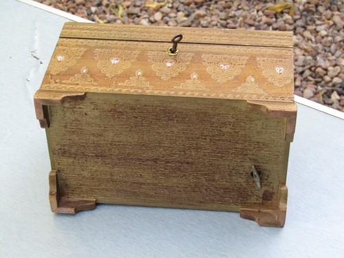 Vintage Locking Wood wooden music box - Alpen Picture Musical Brahms Lullaby - Picture 8 of 8