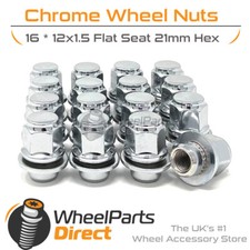 Wheel Nuts (16) 12x1.5 Flat Chrome for Toyota MR2 [Mk3] 99-07 on Original Wheels