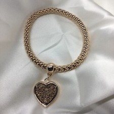 Rose Gold Plated Popcorn Chain Bracelet Heart Flower Pendant New 1390