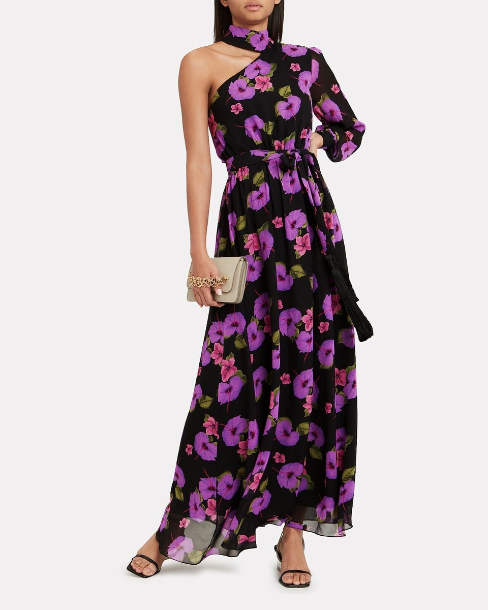 chinese dress ladies Kemi Black Purple Print Bolero Wrap Bodice Maxi Gown – Scarlett & Jo main image 1