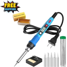 80W LCD Soldering Iron Kit 110V Digital Pen + 5 Tips Stand Wire DIY Repair Tool