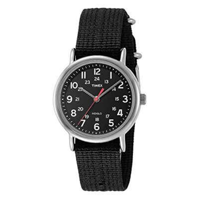 Timex Weekender Men's Watch, Black Nylon Strap, Indiglo Japan New