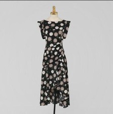 Women's 2024 Fashion French Style Floral Boat Neck Falbala Irregular Dress 8073