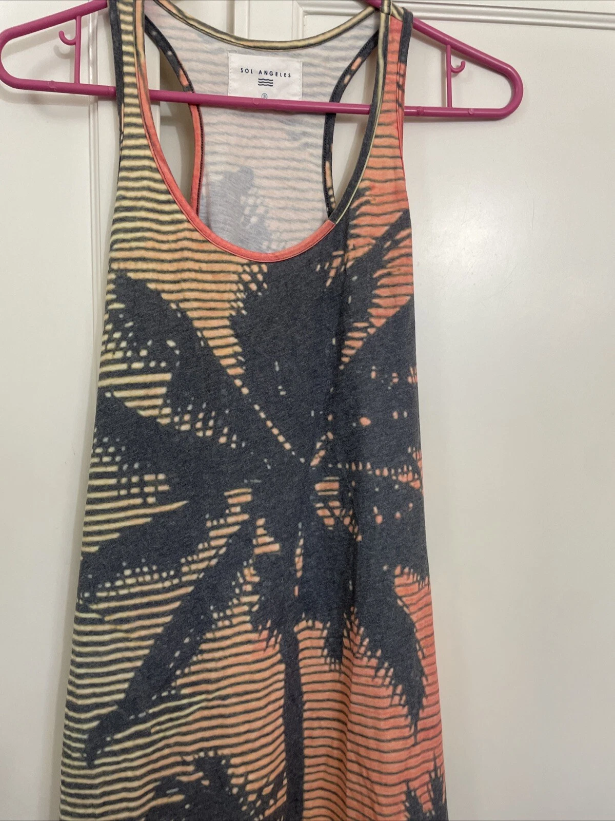 PALM ANGELS Anthropologie Sol Angeles Tank T Shirt Vestito Tg S Palma Multicolore Elasticizzato S