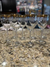 1960s. vintage glasses with gold rim set of 8