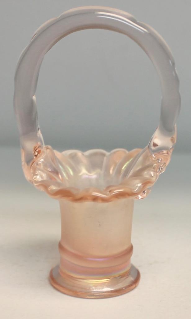 Fenton Miniature Basket 37 Velva Rose Pink Iridescent Stretch eBay
