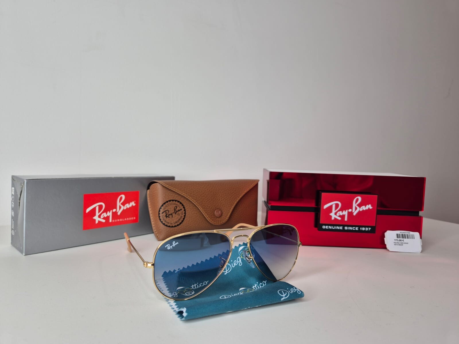 Ray-Ban Aviator 55m Occhiali da Sole - Light Blue Gradient RB3025