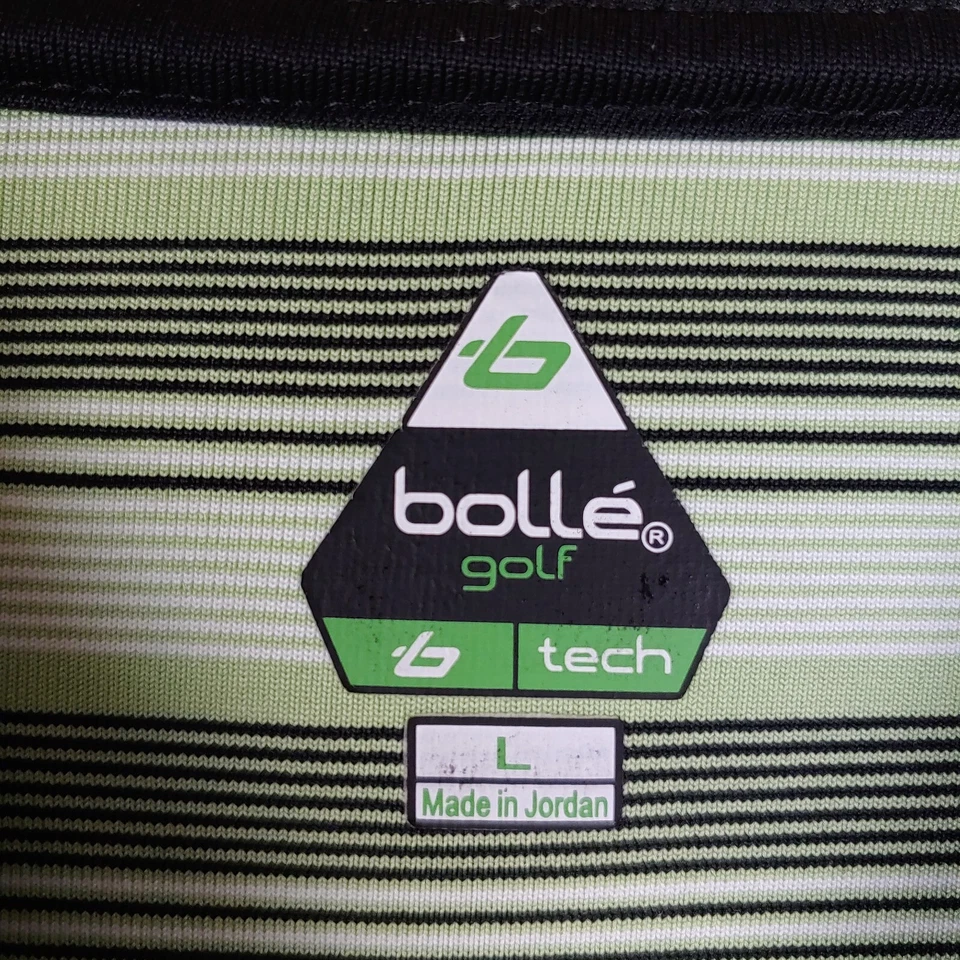 Camisa Polo Bolle Para Hombres L Verde Negra Rayas Manga Corta Ligera Elastizada Golf Foto 4 de 4