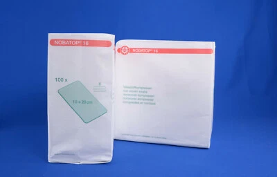 100 Nobatop 16, 10x20 cm Vlies-Kompressen saugfähig 8-fach gelegt - PZN 07099467