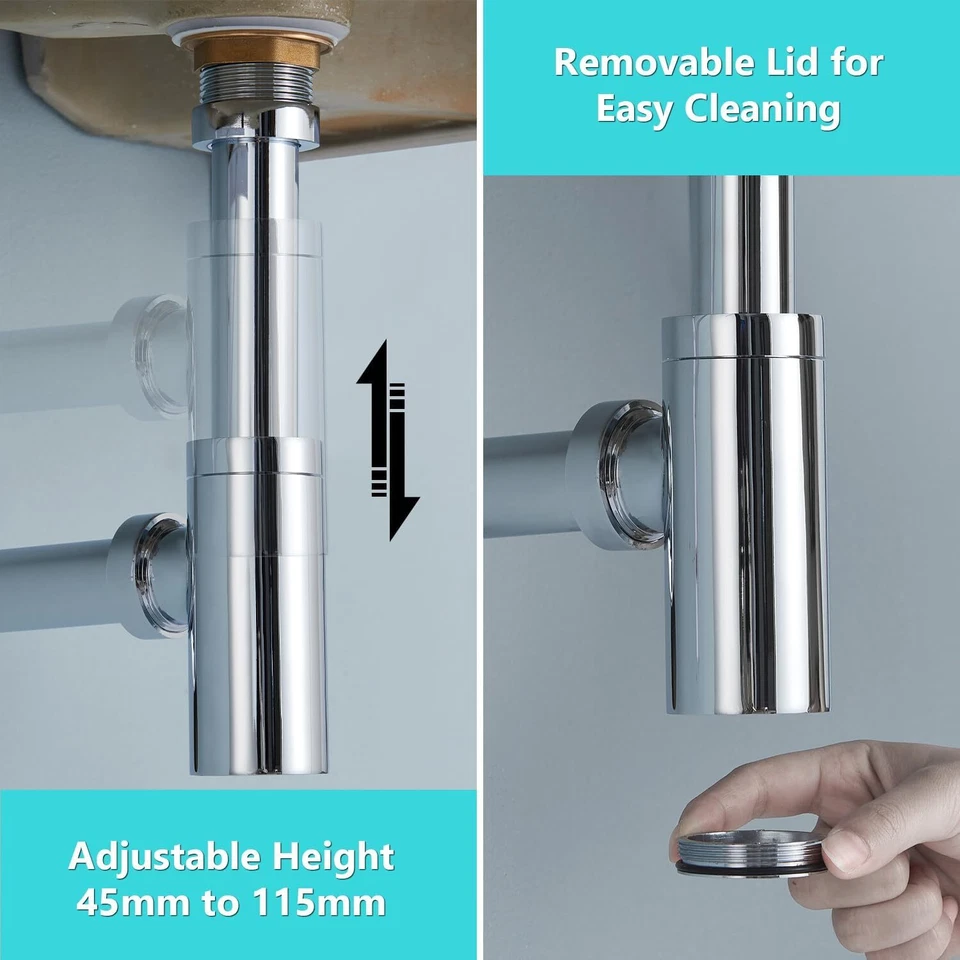 WASCHBECKEN ABLAUFGARNITUR SIPHON POP-UP ABLAUFVENTIL ABFLUSS MIT ÜBERLAUF DHL - Bild 4 von 4