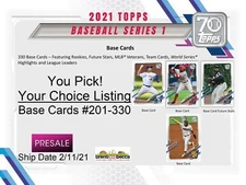 2021 Topps Series 1 Base Card #201-330 YOU PICK, Your Choice, Complete Your Set 