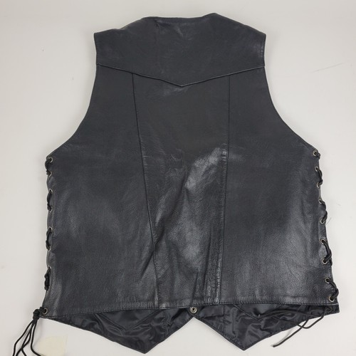 Xelement Mens Black Side Lace Leather Concealed Carry Motorcycle Vest Snap Med - Picture 3 of 8