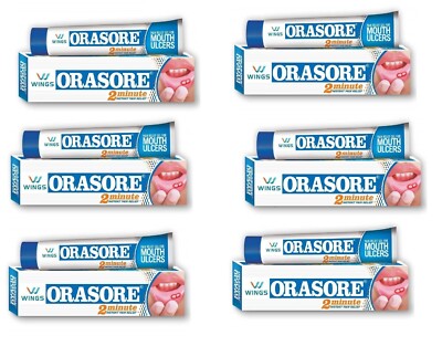 ORASORE MOUTH ULCER RELIEF GEL WITH SPEARMINT, FENNEL & GLYCERINE 12g X 6