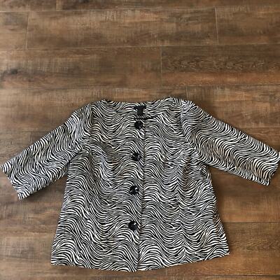 e.col.o.g.ie Zebra Print Button Down Blazer Jacket Coat Size 3X