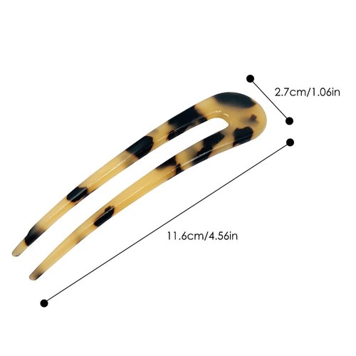 5 Pack French Style Cellulose Acetate U Shaped Hair Pin Fork Sticks 2 Prong Updo - Picture 3 of 9