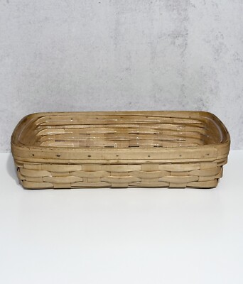 Vintage 1999 Longaberger Long Rectangular Handwoven Dresden Basket Plastic 14''L