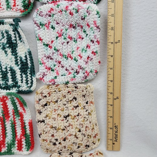 Vintage Handarbeit gestrickt & gehäkelt Topflappen Topflappen mehrfarbig Posten von 19 - Bild 10 von 11