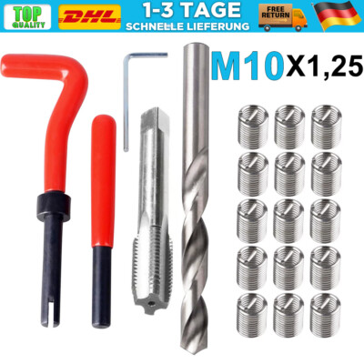 20tlg Gewindereparatursatz M10 x 1,25 Set Gewinde Reparatur Helicoil Auto Motor