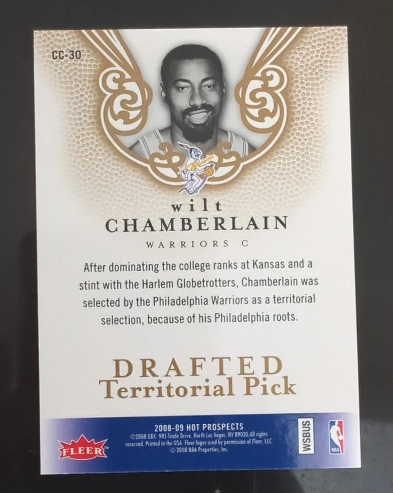 💥🏀 2008-09 Fleer Hot Prospects Wilt Chamberlain CC-30 Cream of the Crop - Image 2 of 2